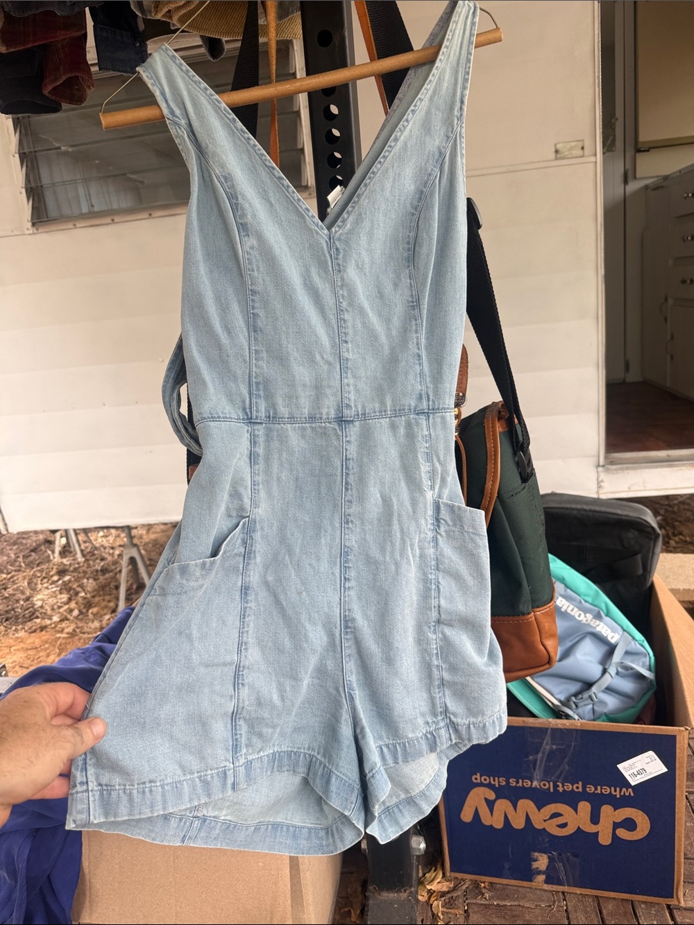 aerie Light Blue Denim Kids One-Piece Romper